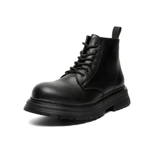 WEISHIBANGWEI Короткий Мартин Ботинок Средний Каблук Мужской Черный
