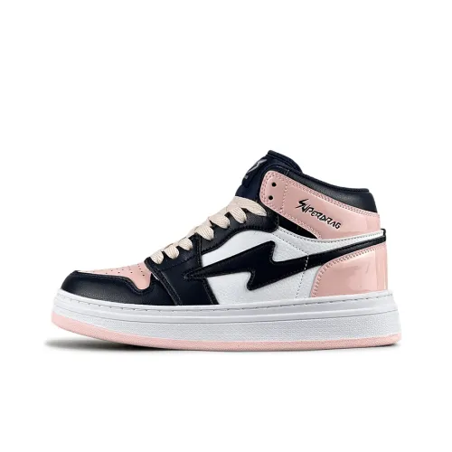 LuzaoT SUPER DRAG Slip-resistant Abrasion-resistant Lightweight High-top Skateboarding Shoes Women's White Blue Pink ЛузаоT SUPER DRAG Противоскользящие Износостойкие Легкие Высокие Кроссовки для Скейтбординга Женские Белые Синие Розовые