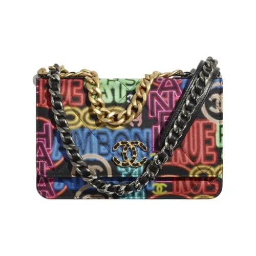 CHANEL 19BagWOC Золотая тонировка замковая сумка сумка через плечо сумка через плечо женская черная