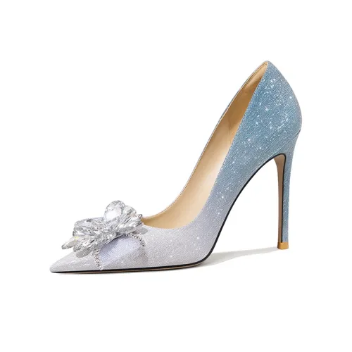 Lily Wei Узкий каблук Высокие каблуки 10 см Женские Серебряный Морской Синий