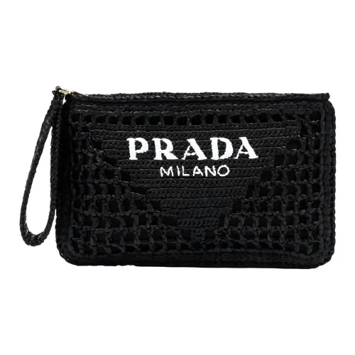 PRADA Рафия Клатч Женский Черный