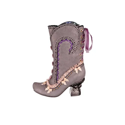IRREGULAR CHOICE Женские высокие сапоги до колена, серо-фиолетовые