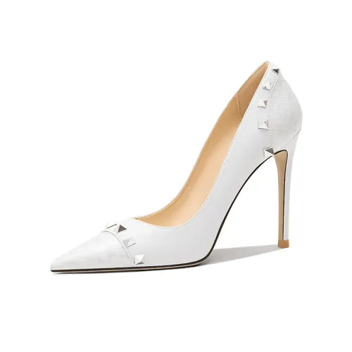 Lily Wei Пустой Script Узкий каблук Высокие каблуки 10 см Женские Белые