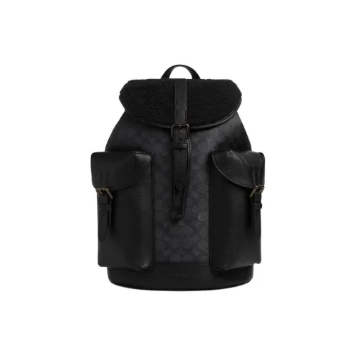 COACH Рюкзак из коровьей кожи большой мужской черный