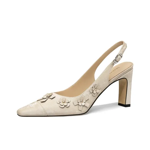 Lily Wei Dream Entry Грубый каблук Высокие каблуки 7,5 см Женские Хаки