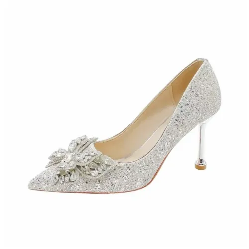 CHILI Узкий каблук Высокие каблуки Женские Серебряные