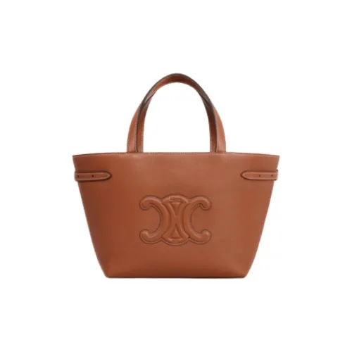 CELINE Cabas Телячья кожа Тоут Сумка Сумка для покупок Сумка на плечо Сумка Мини Женская Коричневая