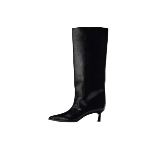 ZARA Женские высокие сапоги до колена, черные