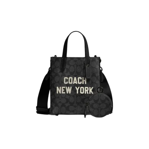 COACH Relay Искусственная кожа Тоут Сумка Сумка для покупок Сумка Маленькая Женская Черная