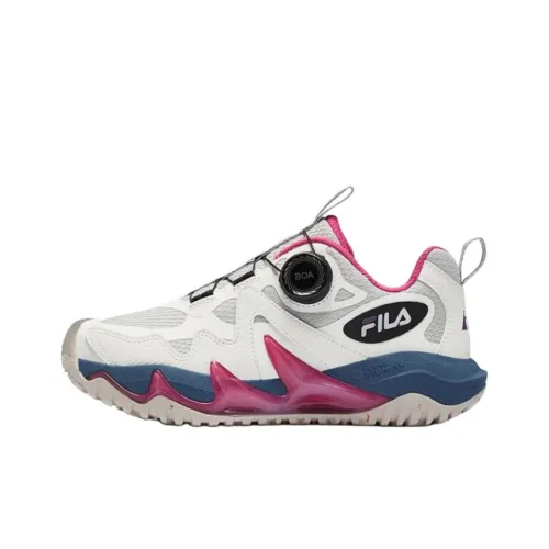 FILA KIDS Feile Тигр Paw Противоскользящий Anti KICK Амортизация Низкий Топ Детские кроссовки для тренировок Лотосовый серый Аромат Снег
