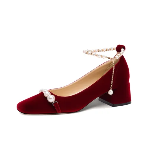 Lily Wei Квадратный каблук Высокие каблуки 5 см Женские Красный