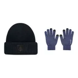 Чёрная кепка + тёмно-синяя перчатка