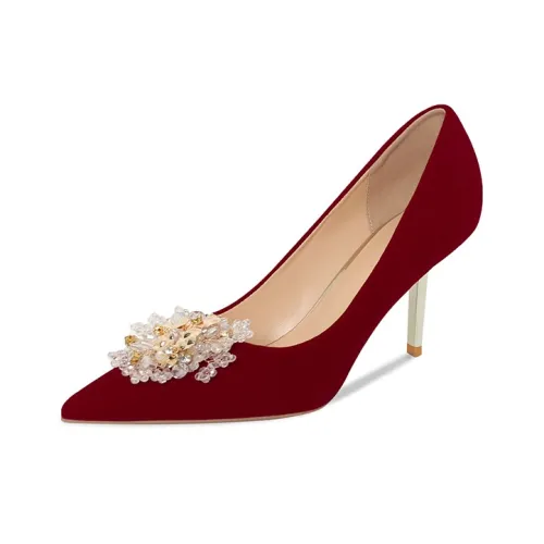 BIGTREE Узкий каблук высокий каблук 8 см женский красный