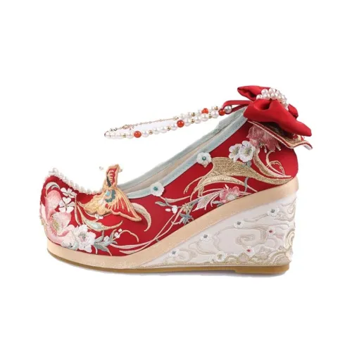 More Than Thirteen Клин-каблук Высокие каблуки 8 см Женские Красный Белый