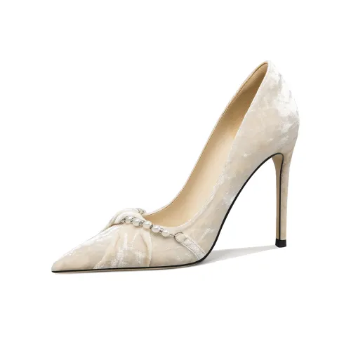 Lily Wei Узкий каблук Высокие каблуки 10 см Женские Кремовый Абрикос