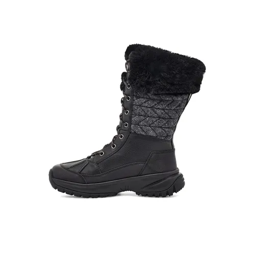 UGG Yose Высокий Quilt Теплоизоляционный Противоскользящий Покрытие Колено Высокие Сноубутсы Женские Черный