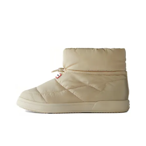 HUNTER Термостойкие противоскользящие короткие снегоботинки женские кремово-белые