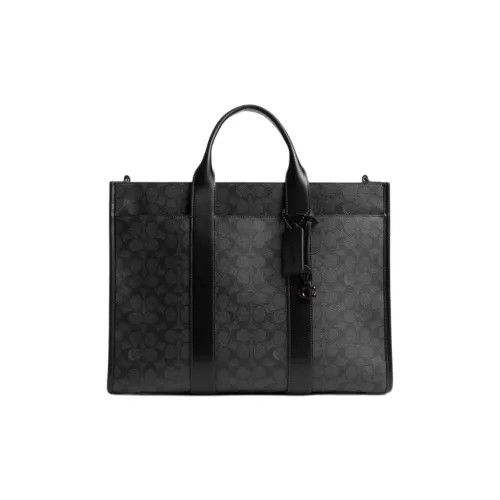 COACH Wesley Искусственная кожа Тоут Сумка Сумка для покупок Сумка на одно плечо Большая унисекс Угольно-серый