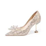 8 см узкий каблук, шампанский цвет