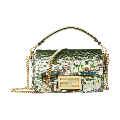 FENDI Baguette Стекло Одно плечо Сумка Маленькая Женская Зеленая и Многоцветная