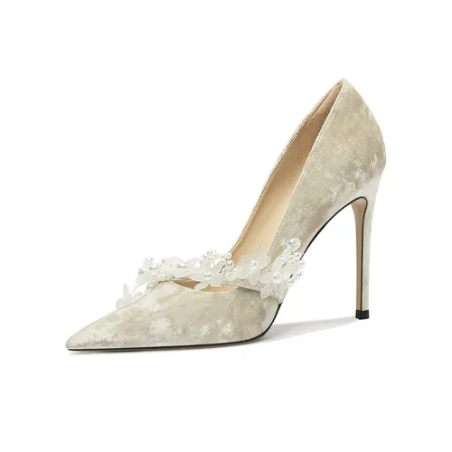 Lily Wei Moon And Old Dreams Узкий каблук Высокие каблуки Женские Кремово-абрикосовый