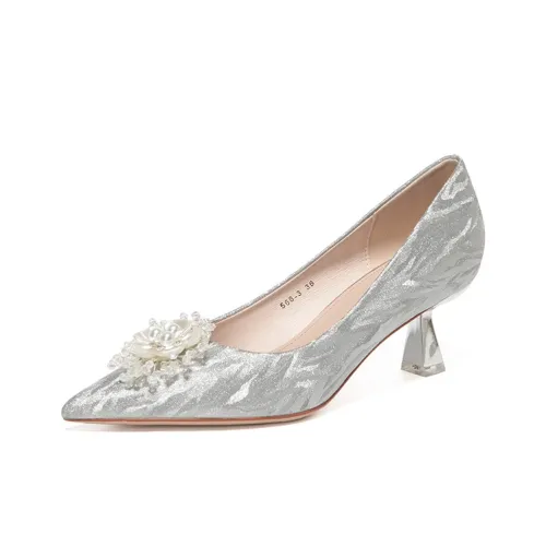 Bamiti Coming OF Возраст Ceremony Высокие каблуки Женские Серебристые