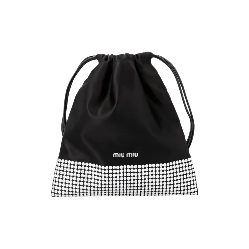 MIU MIU Crystal Satin Clutch Women's Black