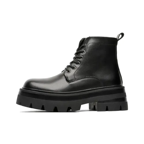 WEISHIBANGWEI Короткий Мартин Ботинок Средний Каблук Мужской Черный