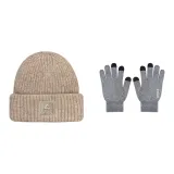 Коричневая кепка + черно-белая перчатка