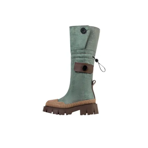 SHUXI Женские сапоги на высоком каблуке джинсовый синий