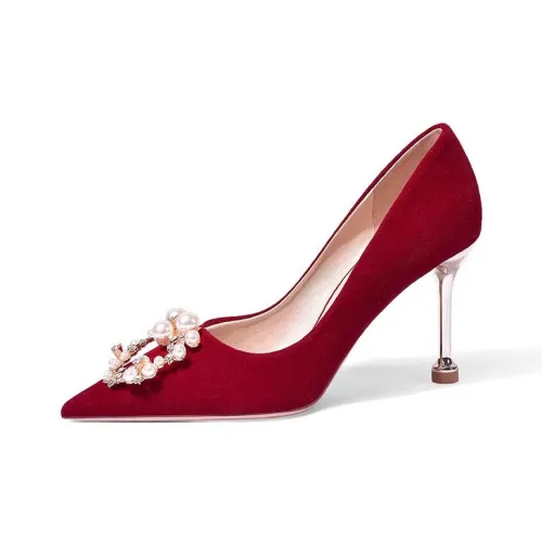 Imono Узкий каблук Высокие каблуки Женские Бордовый