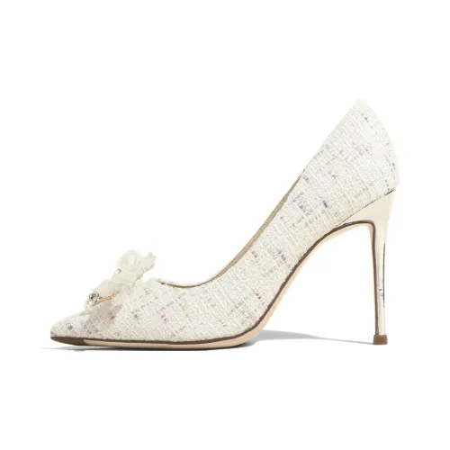 GARDEN CAT CHANEL Inspired Коллекция Узкий каблук Высокие каблуки 10 см Женские Розово-белый