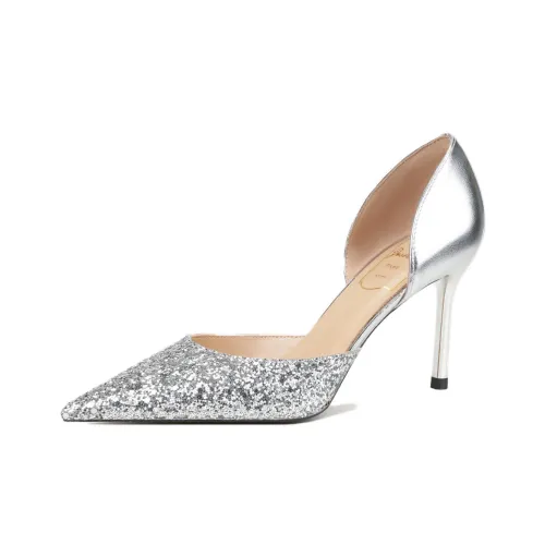 Zubumei Узкий каблук Высокие каблуки Женские Серебряные