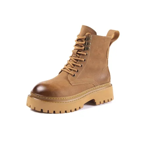 Take the Qin Короткий Мартин Ботинок 5 см Женский Черный Желтый