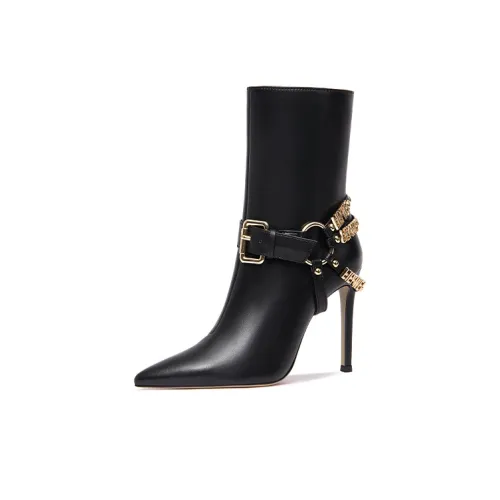 Lily Wei MID Голень Ботинки 10 см Женские Черный