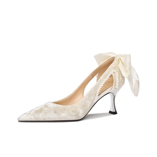 Lily Wei Теплый чай узкий каблук высокие каблуки 6 см женский сливочный