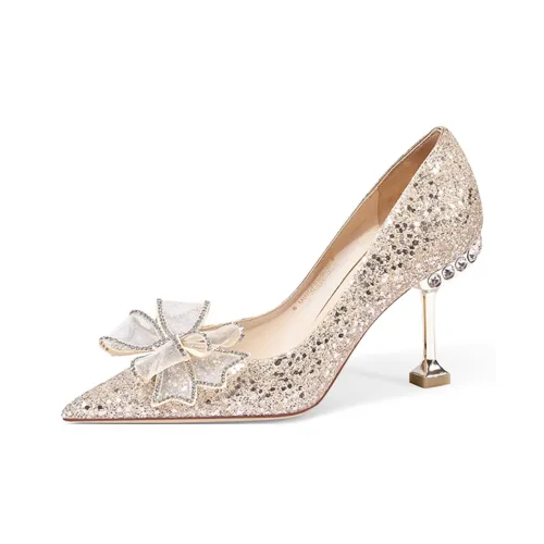 Take the Qin Узкий каблук Высокие каблуки Женские Шампанское