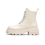 Белый, внешняя сторона - синтетическая кожа, основа - спилок коровьей кожи