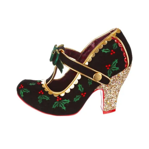 IRREGULAR CHOICE Perfect Parcel Грубый каблук Высокие каблуки 9,2 см Женские Черный Зеленый