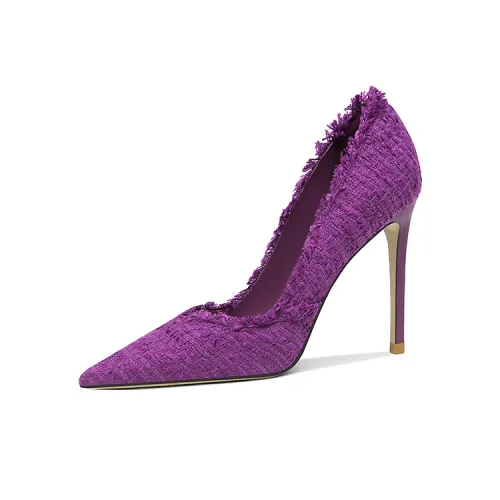 Lily Wei Тонкий и Постепенный Низкий Каблук Высокие Каблуки 10 см Женские Фиолетовые