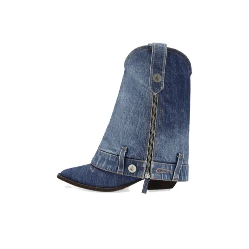 Женские ботильоны пепельно-серого цвета, джинсового синего цвета