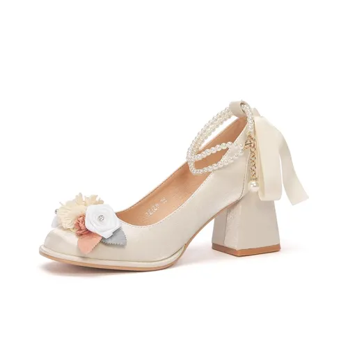 Take the Qin Грубый каблук Высокие каблуки 7 см Женские Шампанское