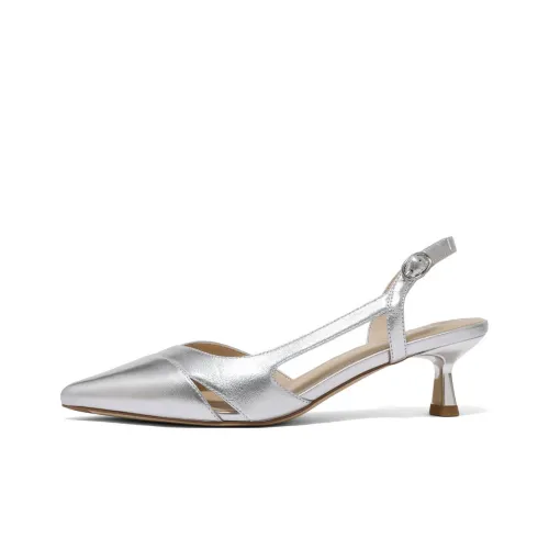 BELLE Узкий каблук Высокие каблуки 5 см Женские Серебряные Экрю