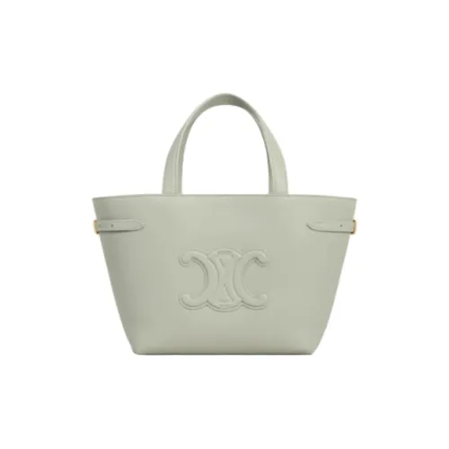 CELINE Cabas Телячья кожа Тоут Сумка Сумка для покупок Сумка на плечо Сумка Мини Женская Светлая Глина