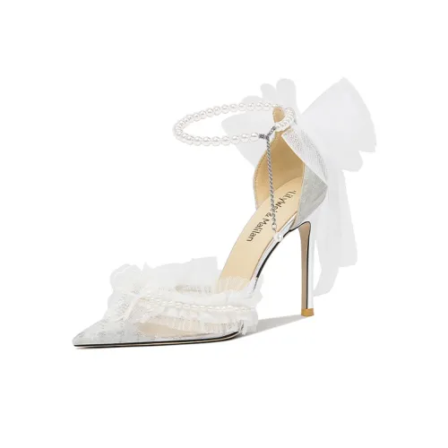 Lily Wei Sea Moon Pearl Узкий каблук Высокие каблуки 10 см Женские Серебряный