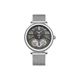 Белый корпус, черный циферблат, сетчатая сумка.