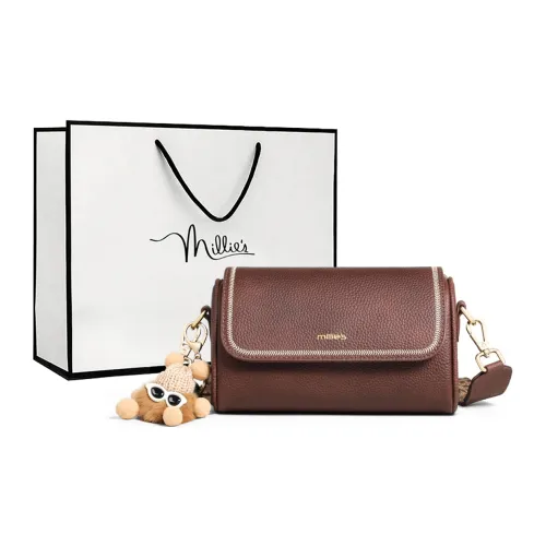 MILLIE'S Коровья кожа с синтетической кожей подушка сумка-цилиндр сумка через плечо женская кофейная