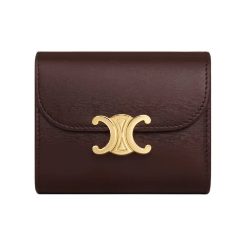 CELINE Triomphe Телячья кожа Кошелек Маленький Женский Умбра Коричневый