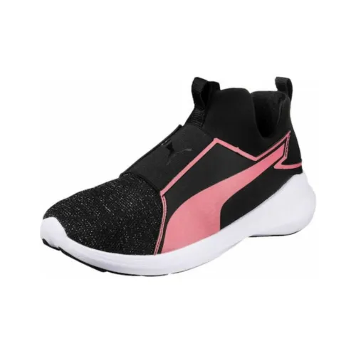 PUMA Rebel Slip Resistant Abrasion Resistant MID Топ Повседневный Беговые кроссовки Женские Черно-розовый