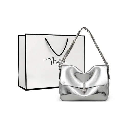 MILLIE'S Корова Кожа с Синтетической Кожей Портативная Сумка через плечо Сумка на плечо Стандартная Женская Серебряный